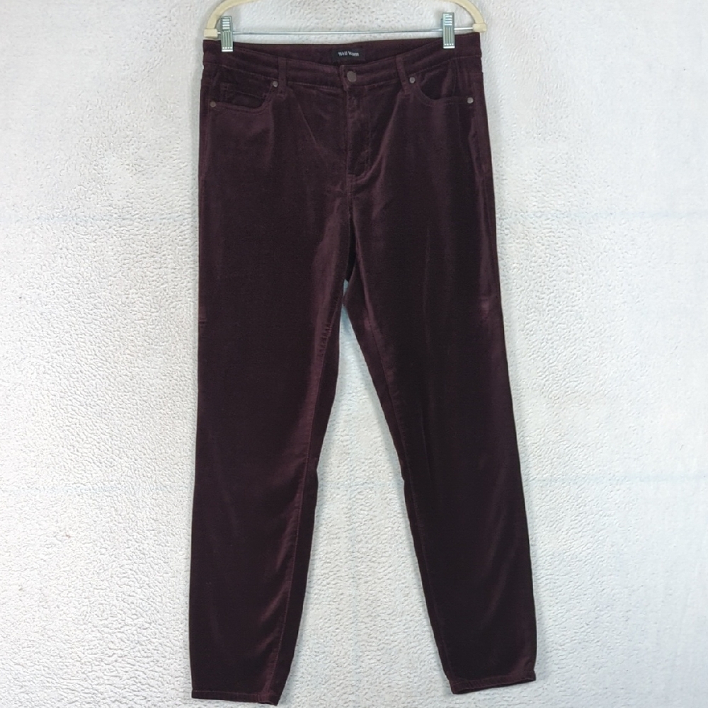 Well Worn Women's Purple Velour Straight Leg Stretch Pants Size 10